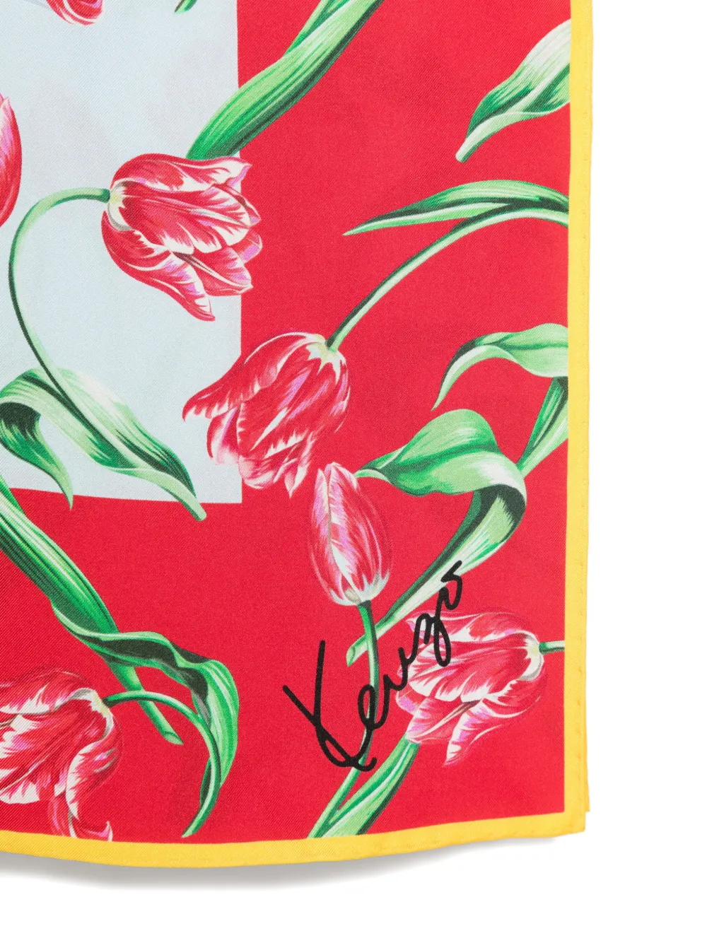 Kenzo Zijden sjaal met print Blauw