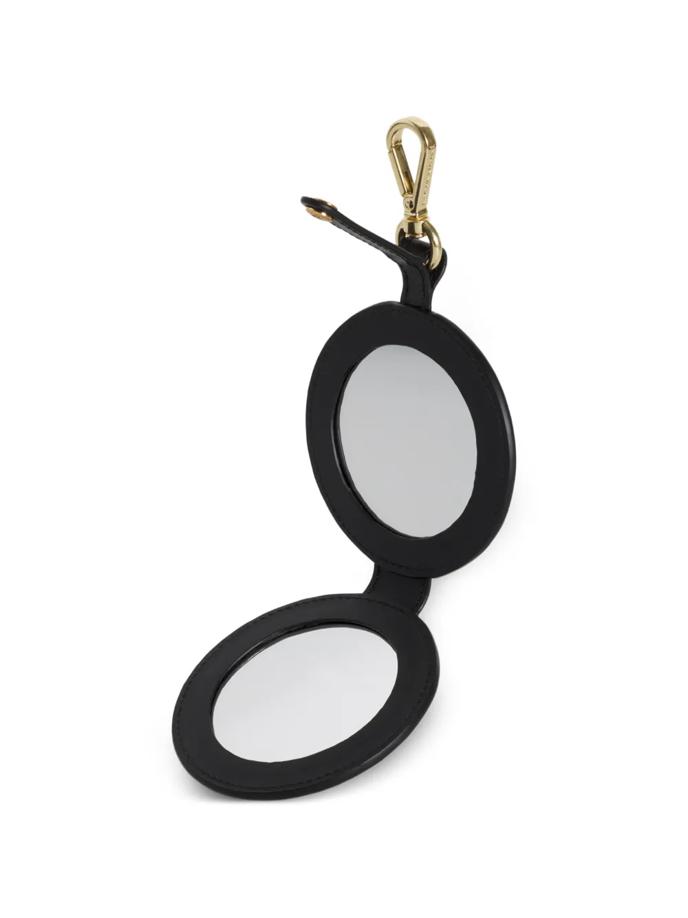 Maison Kitsuné Ronde leren sleutelhanger Zwart