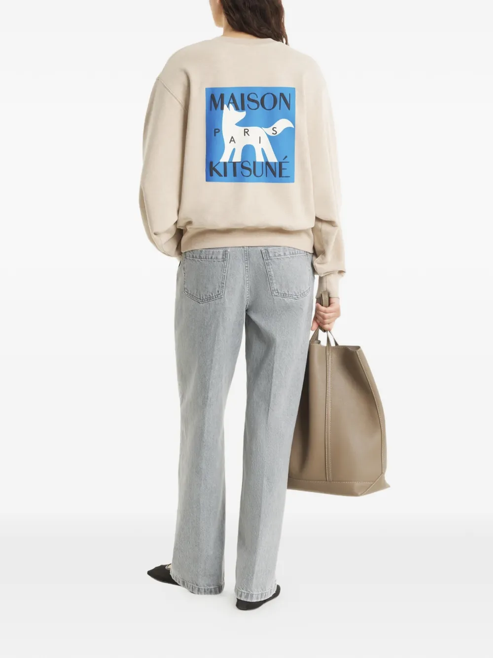 Maison Kitsuné Sweater met logoprint Beige