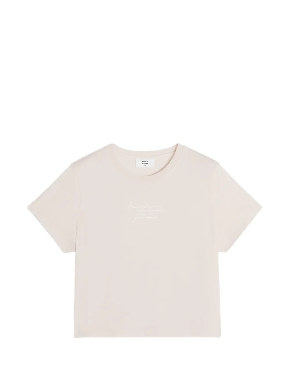 Maison Kitsuné embroidered cropped T-shirt - Toni neutri