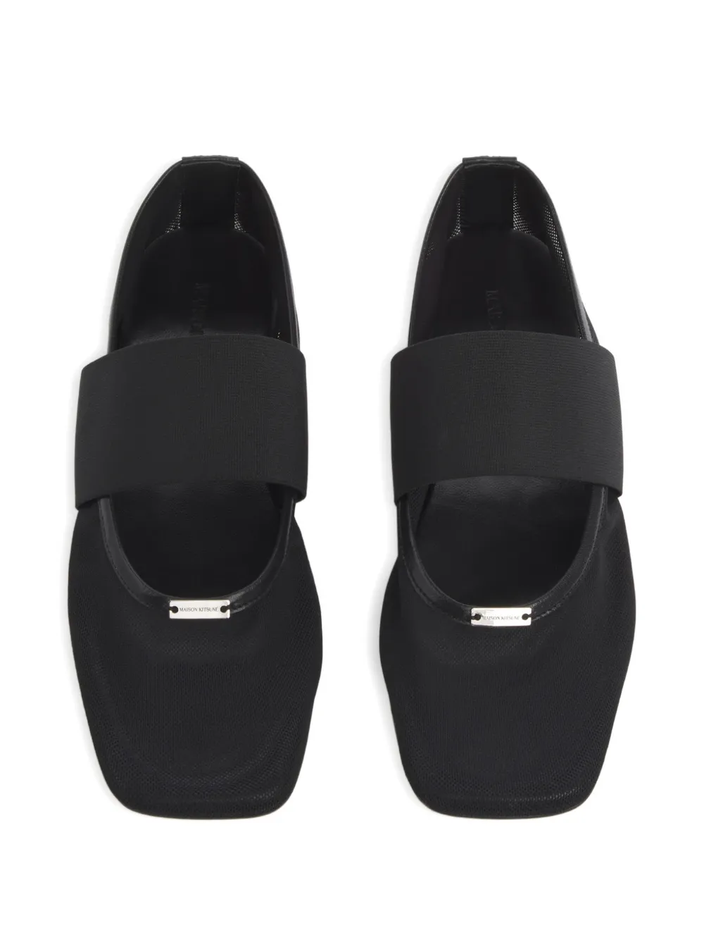 Maison Kitsuné mesh logo-plaque ballet flats Wit