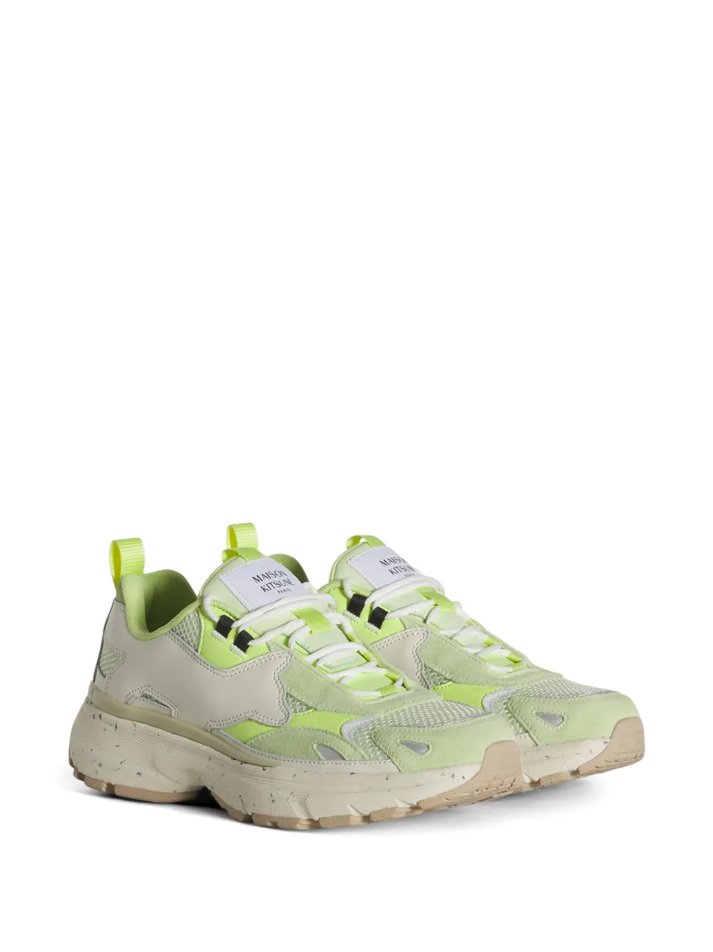 Maison Kitsuné Sora panelled mesh-detail sneakers Groen