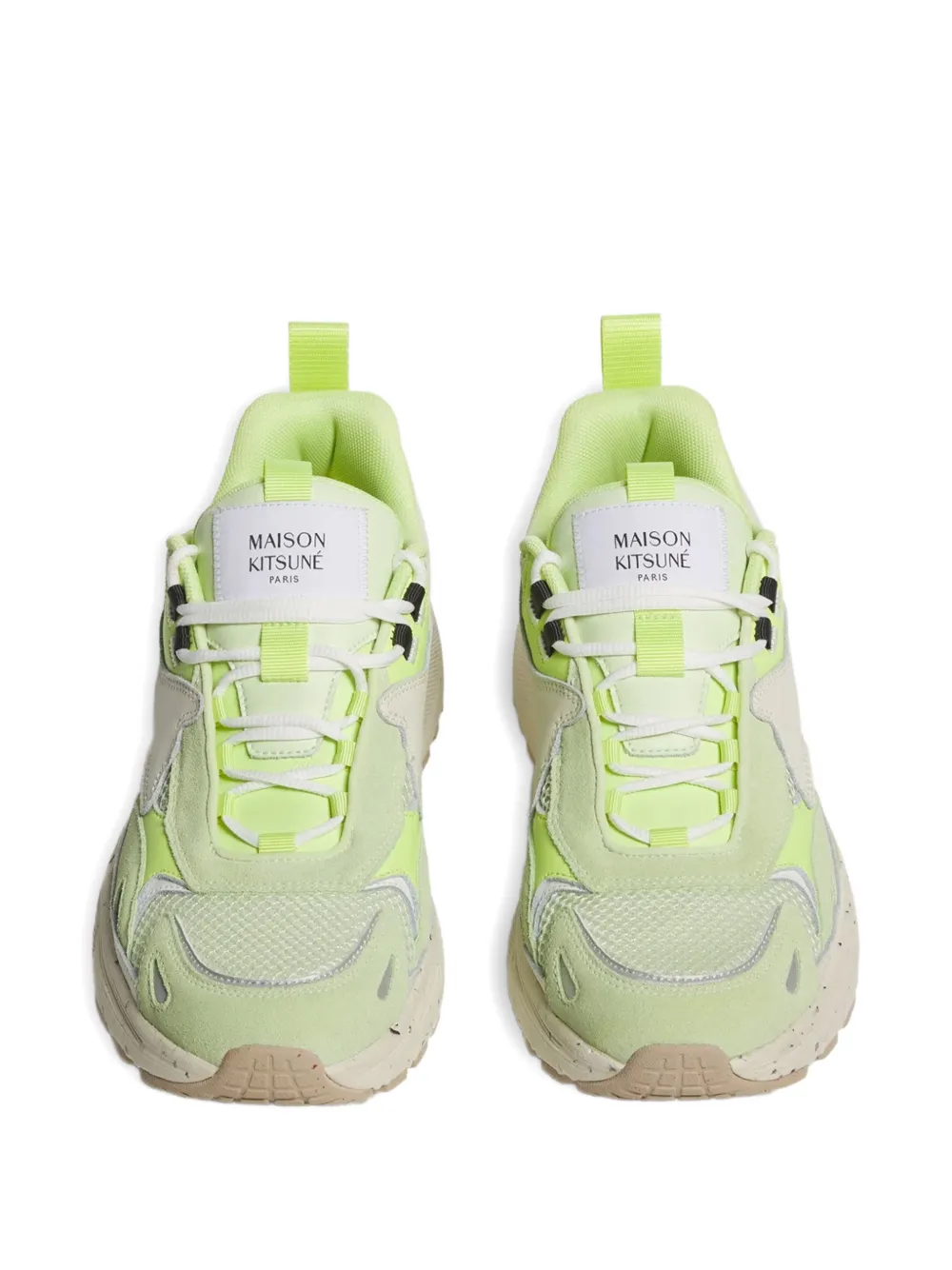 Maison Kitsuné Sora panelled mesh-detail sneakers Groen