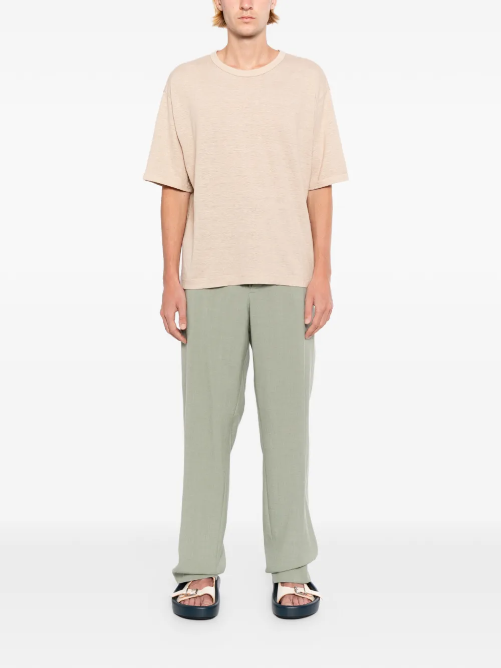 Maison Kitsuné T-shirt met geborduurd logo Beige