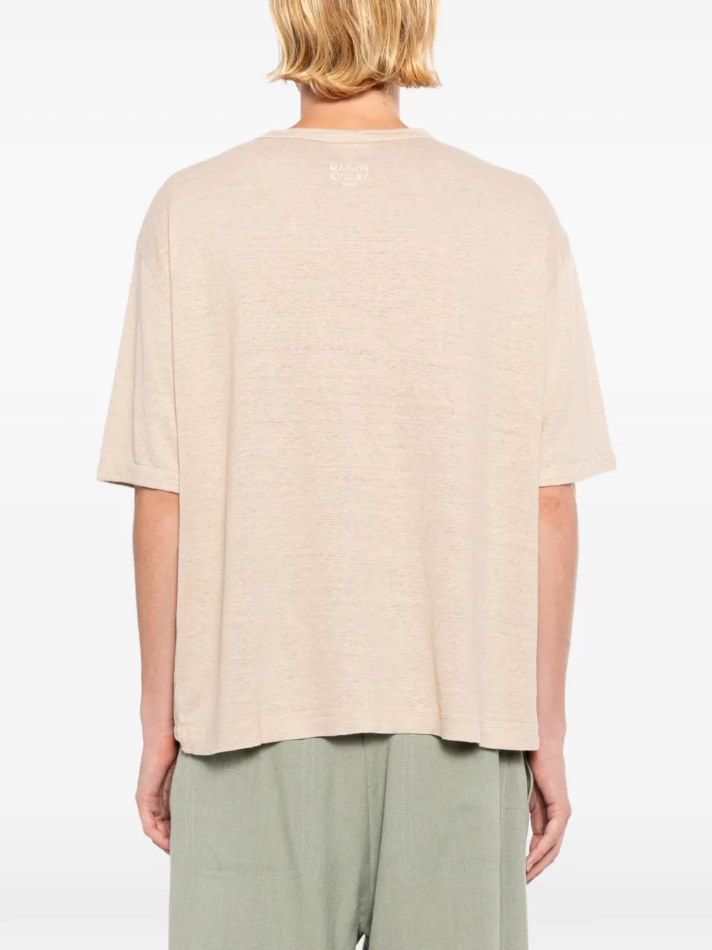 Maison Kitsuné T-shirt met geborduurd logo Beige