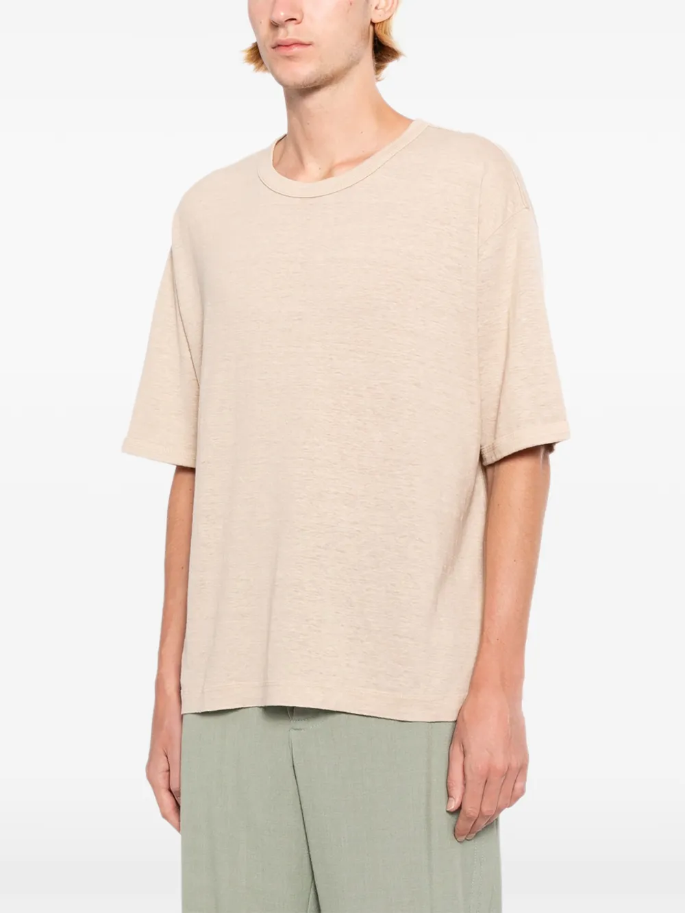 Maison Kitsuné T-shirt met geborduurd logo Beige
