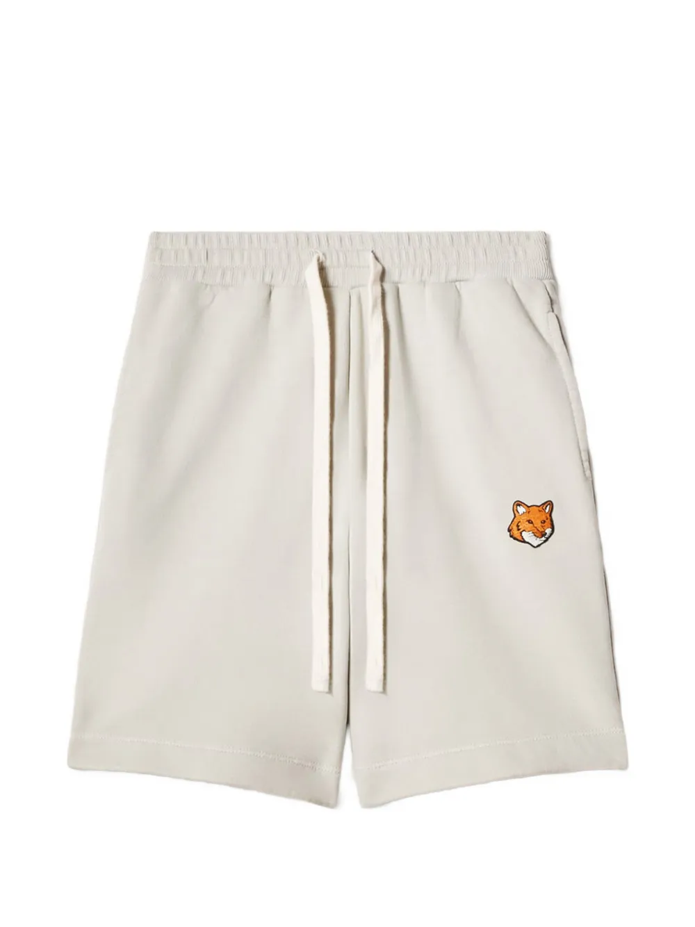 Maison Kitsuné Kids' Fox Head-patch Drawstring Shorts In White