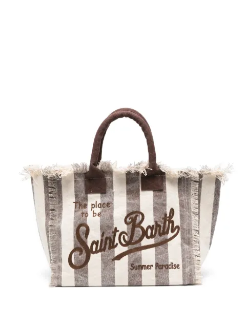 MC2 Saint Barth Vanity striped frayed beach bag