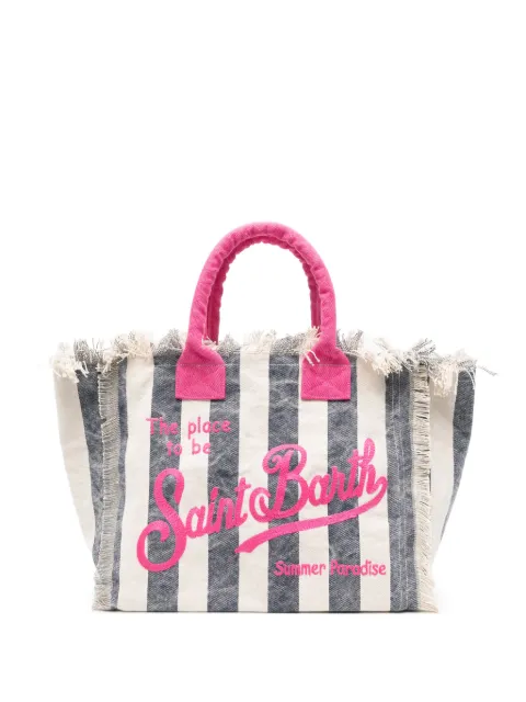 MC2 Saint Barth Vanity striped frayed-edge beach bag