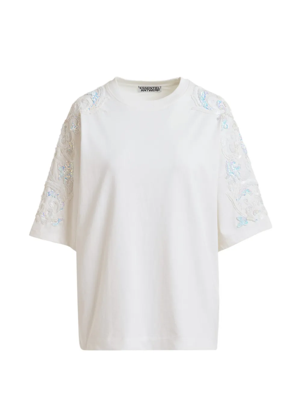 Essentiel Antwerp sequin-embellished bead-embellished T-shirt - Bianco