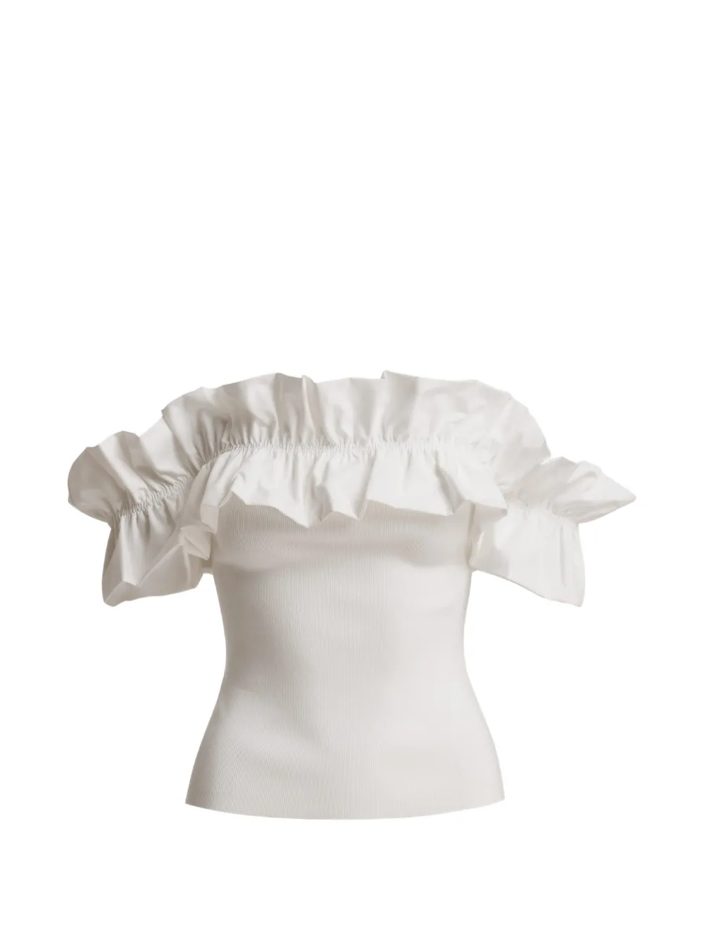 Essentiel Antwerp ruffled-neck off-shoulder top - Bianco