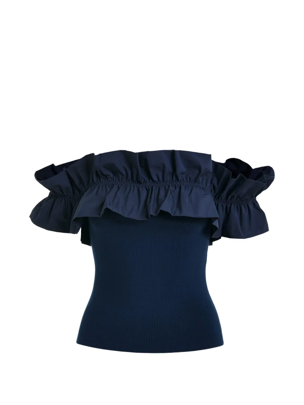 Essentiel Antwerp ruffled-neck off-shoulder top - Blu
