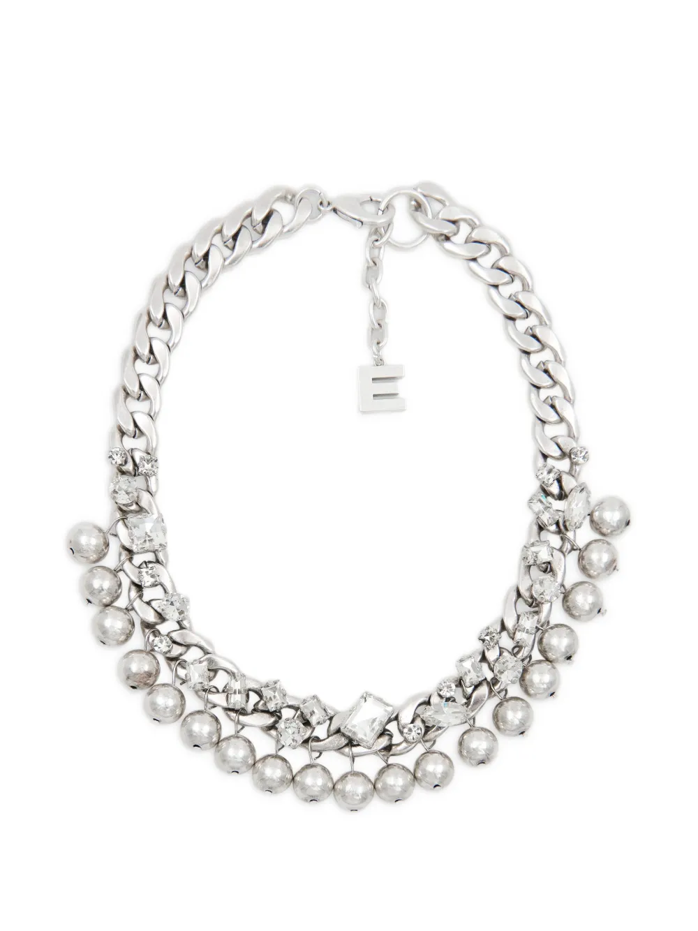Essentiel Antwerp rhinestone-embellished curb-chain necklace - Argento