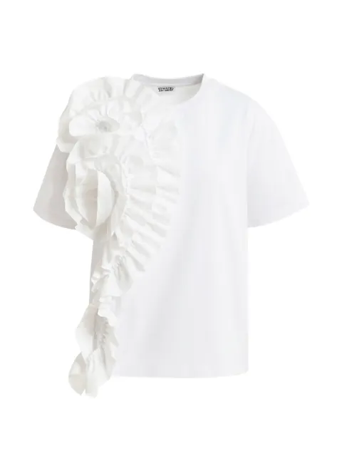 Essentiel Antwerp ruffled-detail floral-appliqué T-shirt