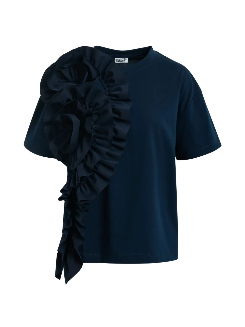 Essentiel Antwerp ruffled-detail floral-detail T-shirt - Blu