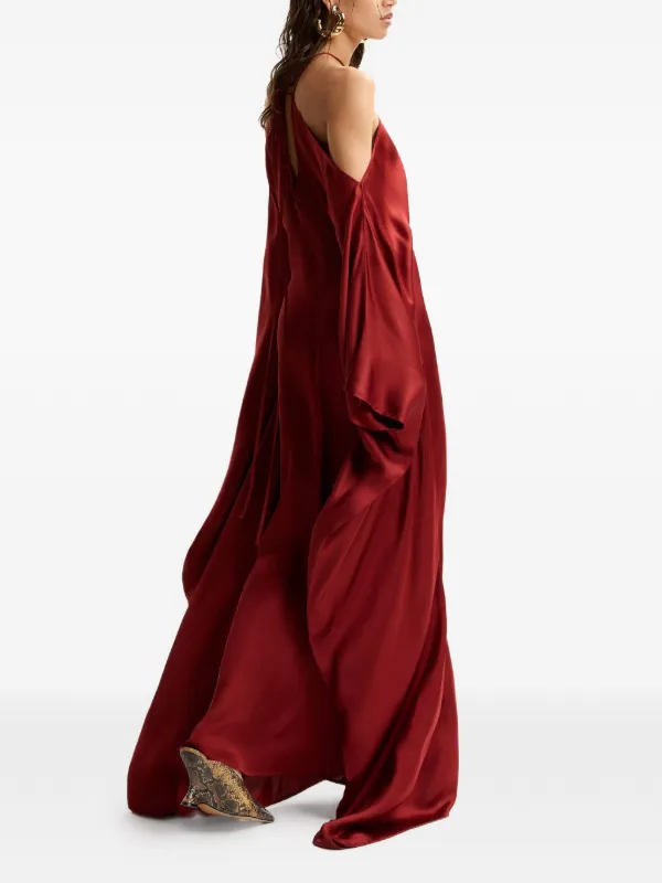 strapless open back dress ESSENTIEL ANTWERP Jayda High Neck Maxi Dress in Fire Glow Orange