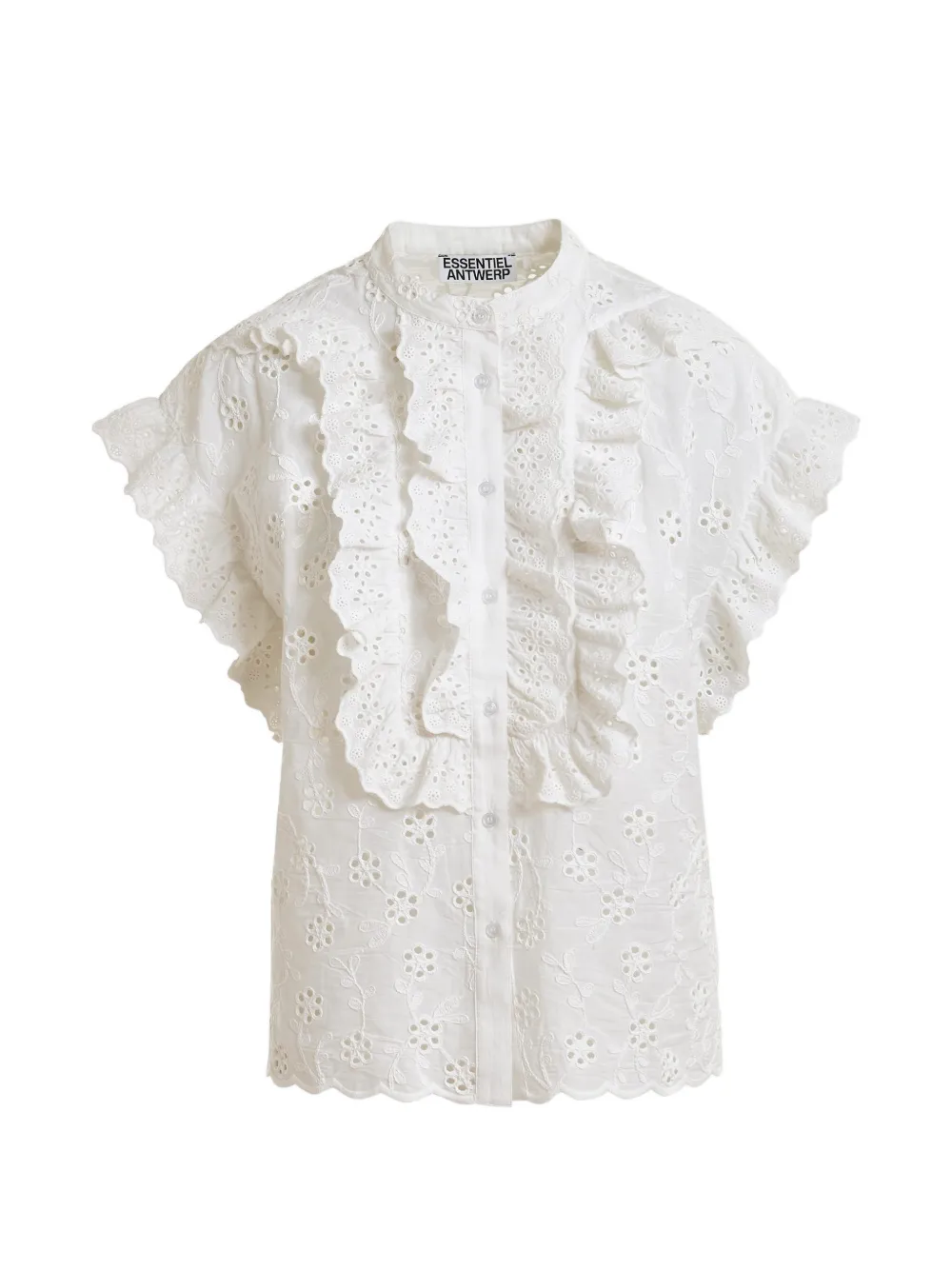 Essentiel Antwerp broderie-anglaise ruffled-detail shirt - Bianco