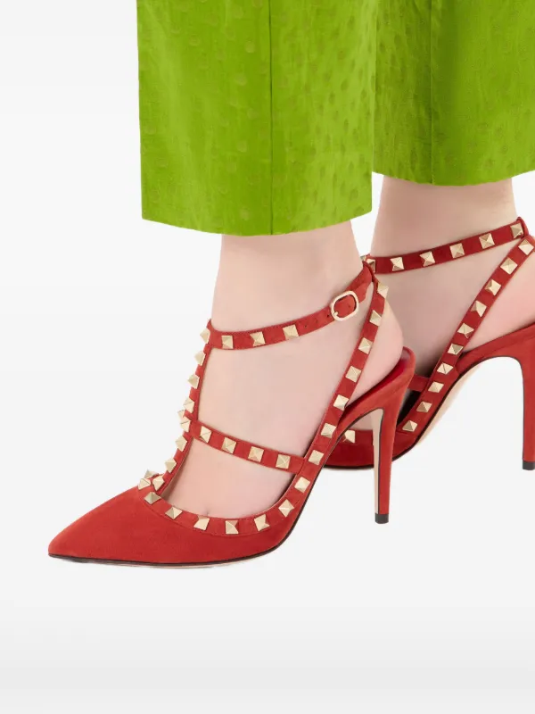 Valentino Garavani ロックスタッズ スエードパンプス | レッド