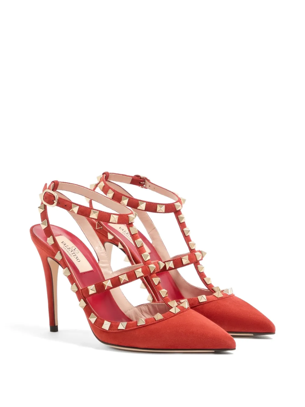 Valentino Garavani Rockstud suède pumps 100 mm Rood