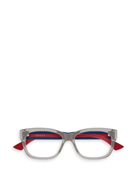 Gucci Eyewear Web-stripe rectangle-frame glasses
