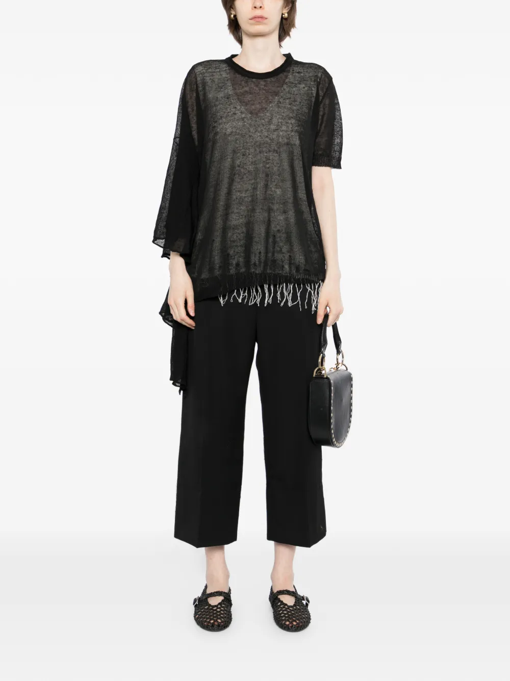 Uma Wang Asymmetrische top Zwart