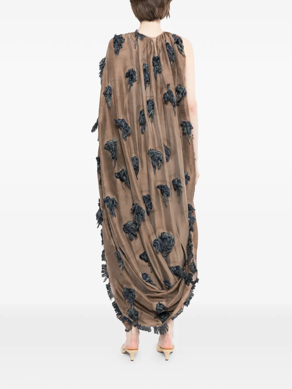 Uma Wang Jurk met geborduurde bloemen Bruin