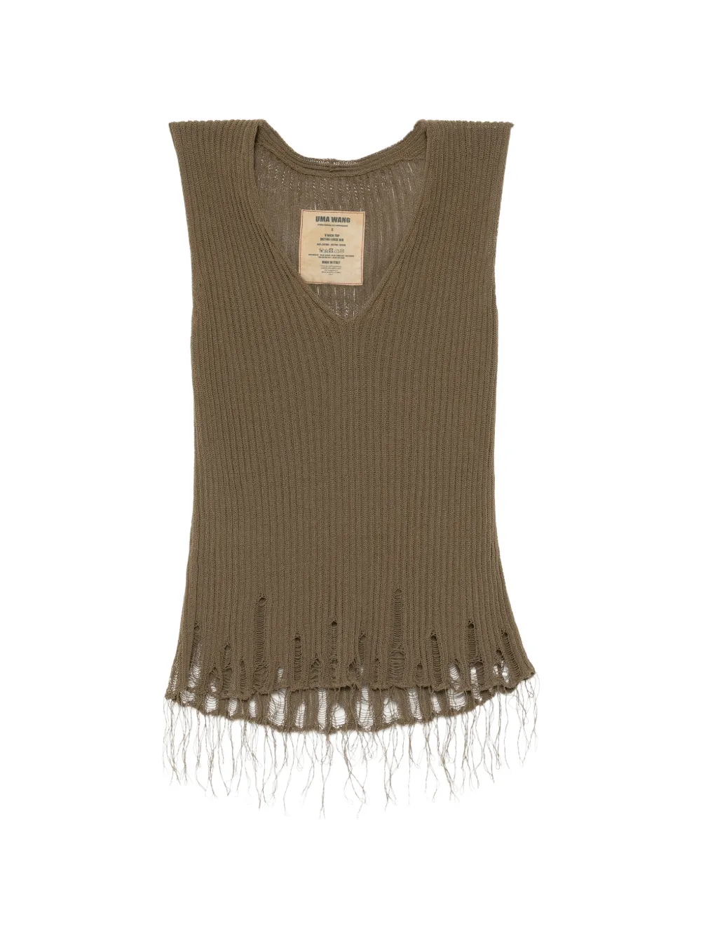 Uma Wang frayed vest - Marrone