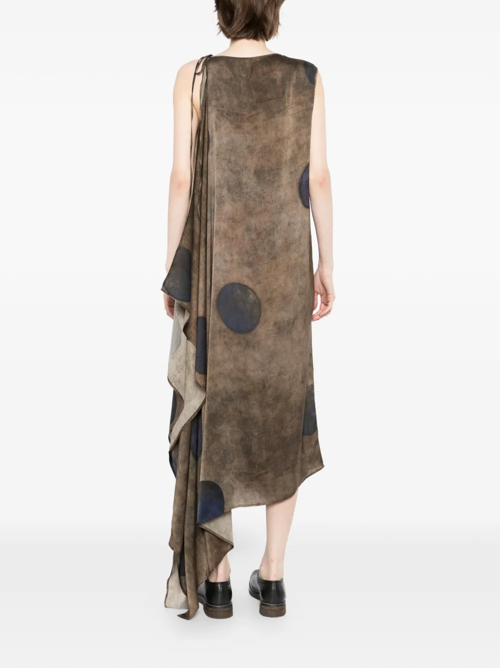 Uma Wang Avery asymmetrische jurk Bruin