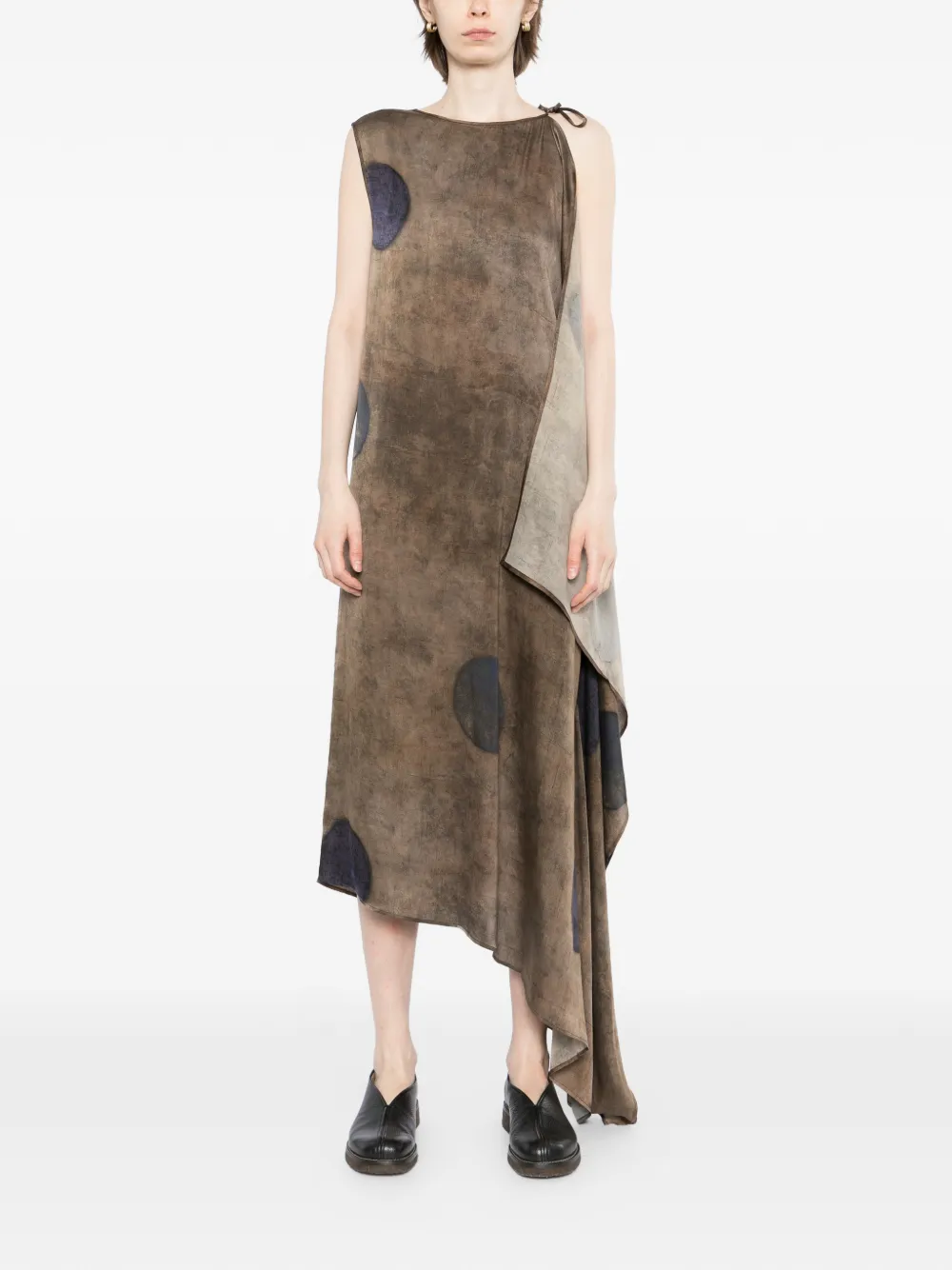 Uma Wang Avery asymmetrische jurk Bruin