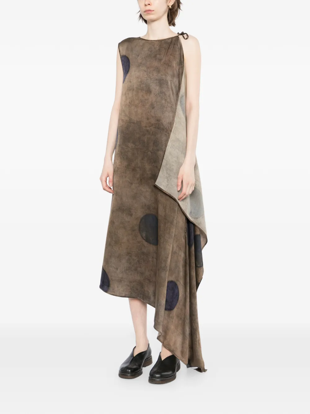 Uma Wang Avery asymmetrische jurk Bruin