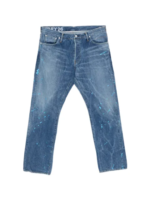 visvim paint-splatter whiskered jeans