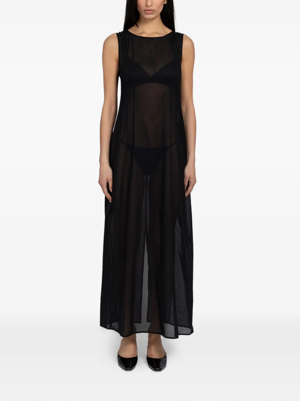 Amomento pintuck sheer dress - Nero