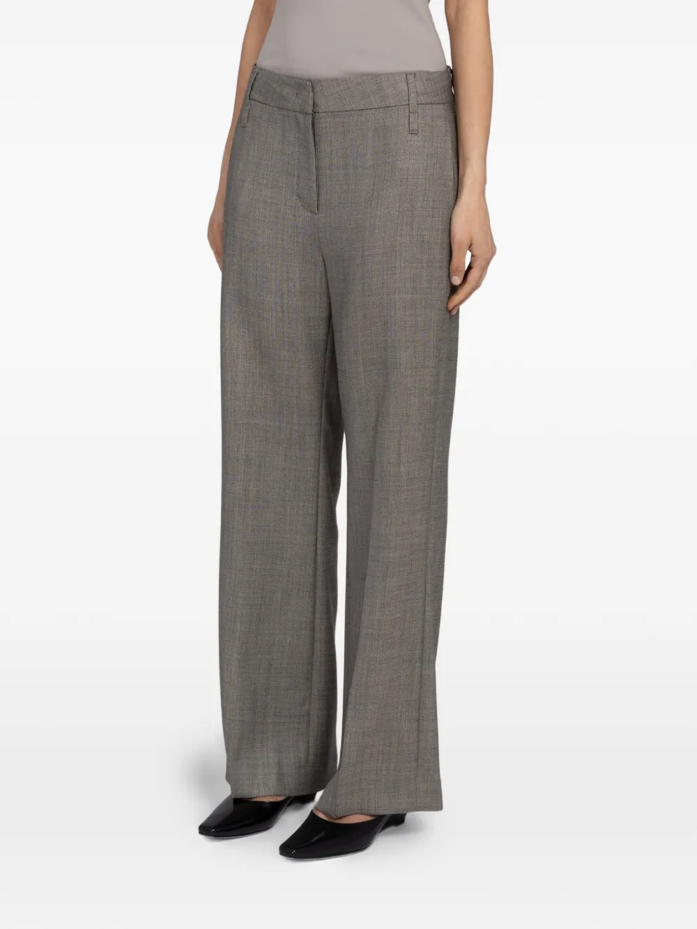 Amomento Wool Flared Trousers In Gray