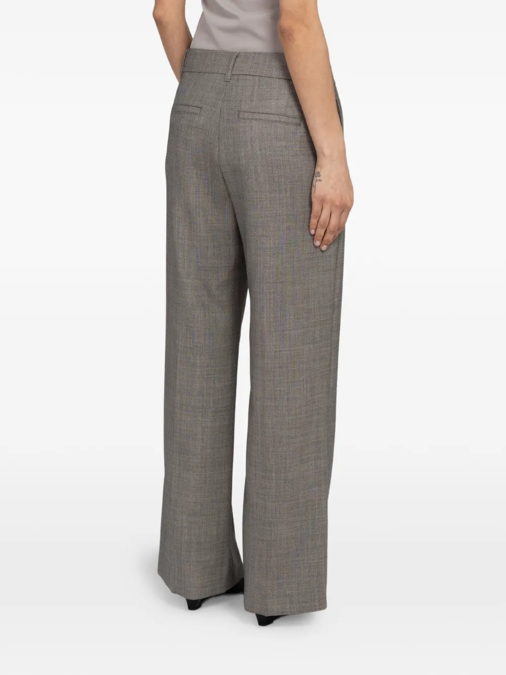Amomento Wool Flared Trousers In Gray