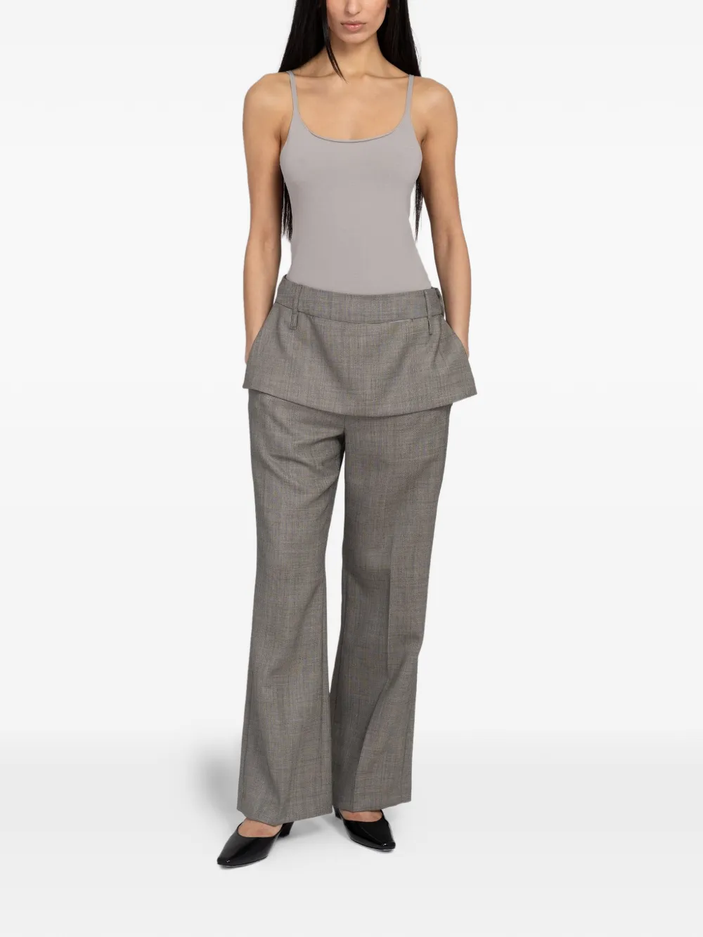 Amomento Wool Flared Trousers In Gray