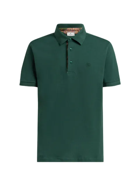 ETRO plain-coloured cotton polo shirt with printed details