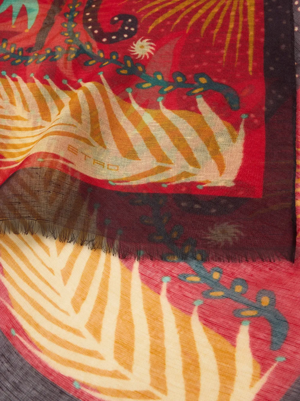 ETRO x Tabby Booth sjaal van modalblend met print Rood