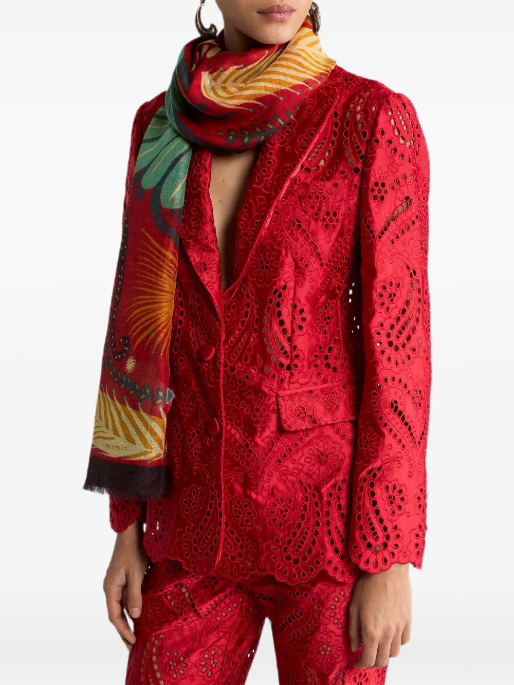 ETRO x Tabby Booth sjaal van modalblend met print Rood