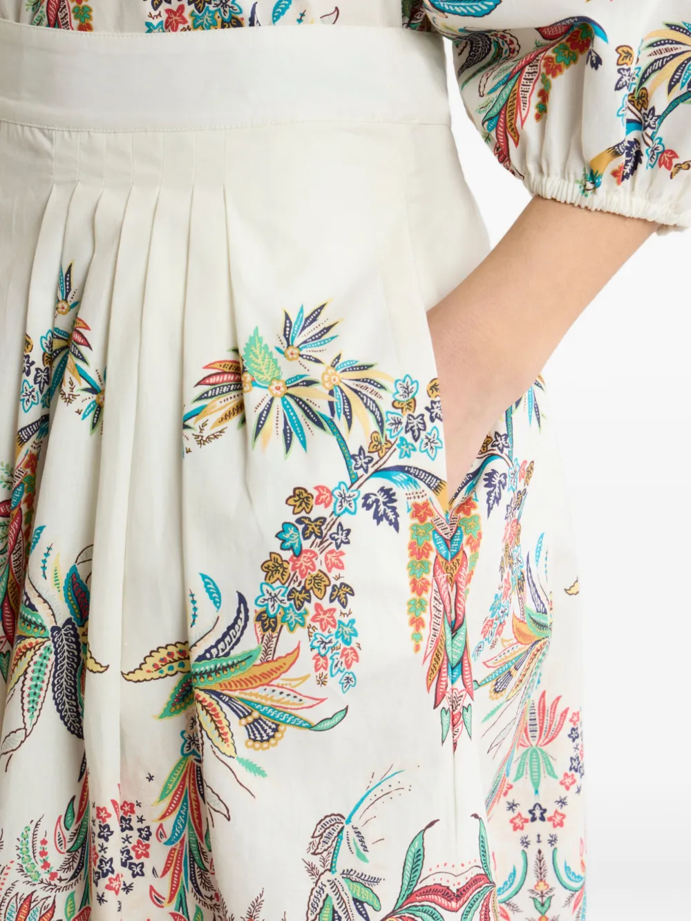 ETRO Midi-plooirok met paisley-print Beige