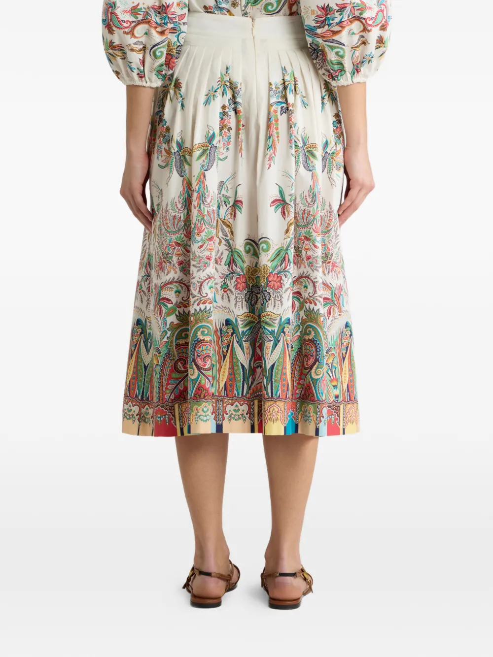 ETRO Midi-plooirok met paisley-print Beige