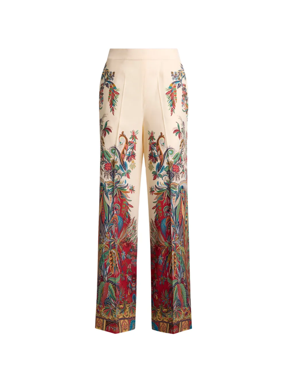 ETRO paisley-print silk high-waisted trousers - Toni neutri