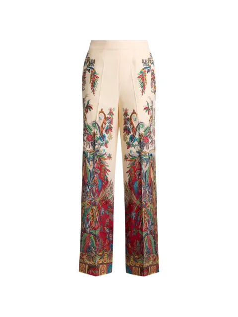 ETRO paisley-print silk high-waisted trousers