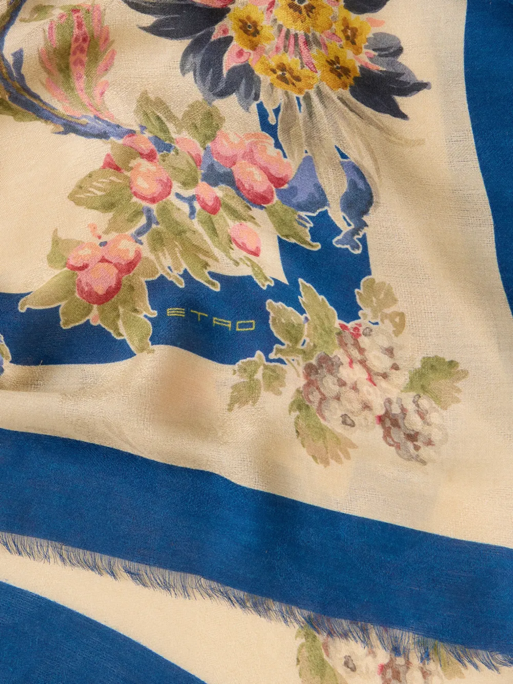 ETRO Sjaal met bloemen-patroon en jacquard Beige