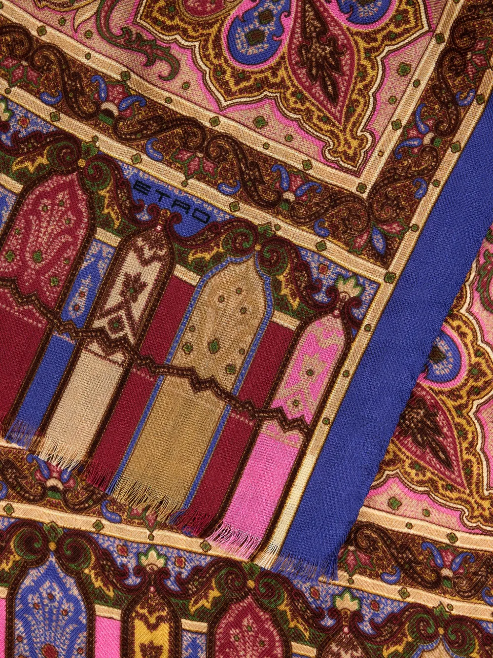ETRO Sjaal met paisley-patroon van kasjmier zijde en wol Blauw