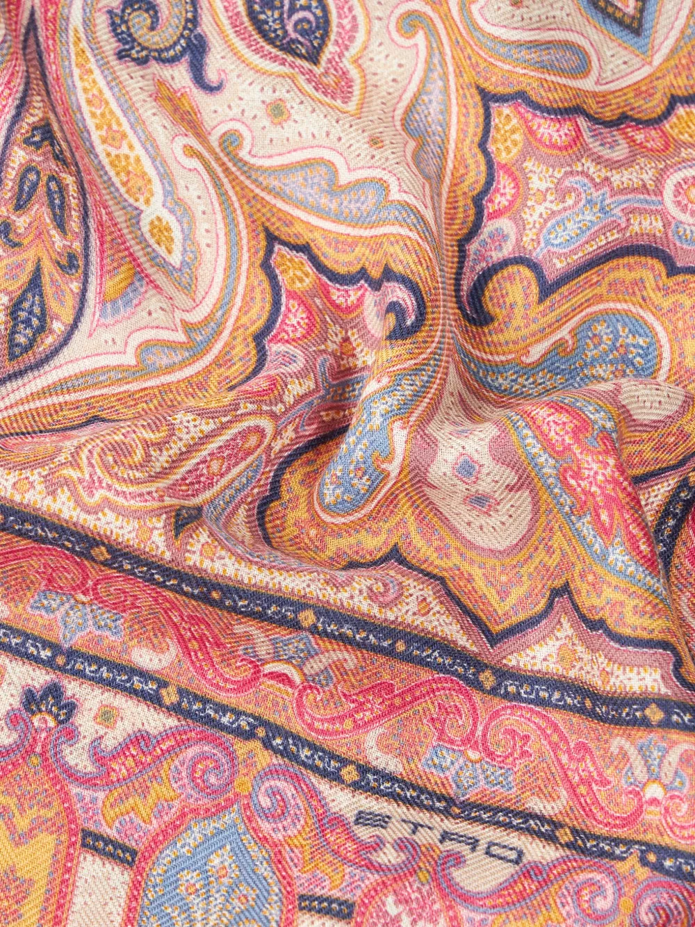 ETRO Kasjmier zijde en wollen sjaal met paisley-patroon Beige