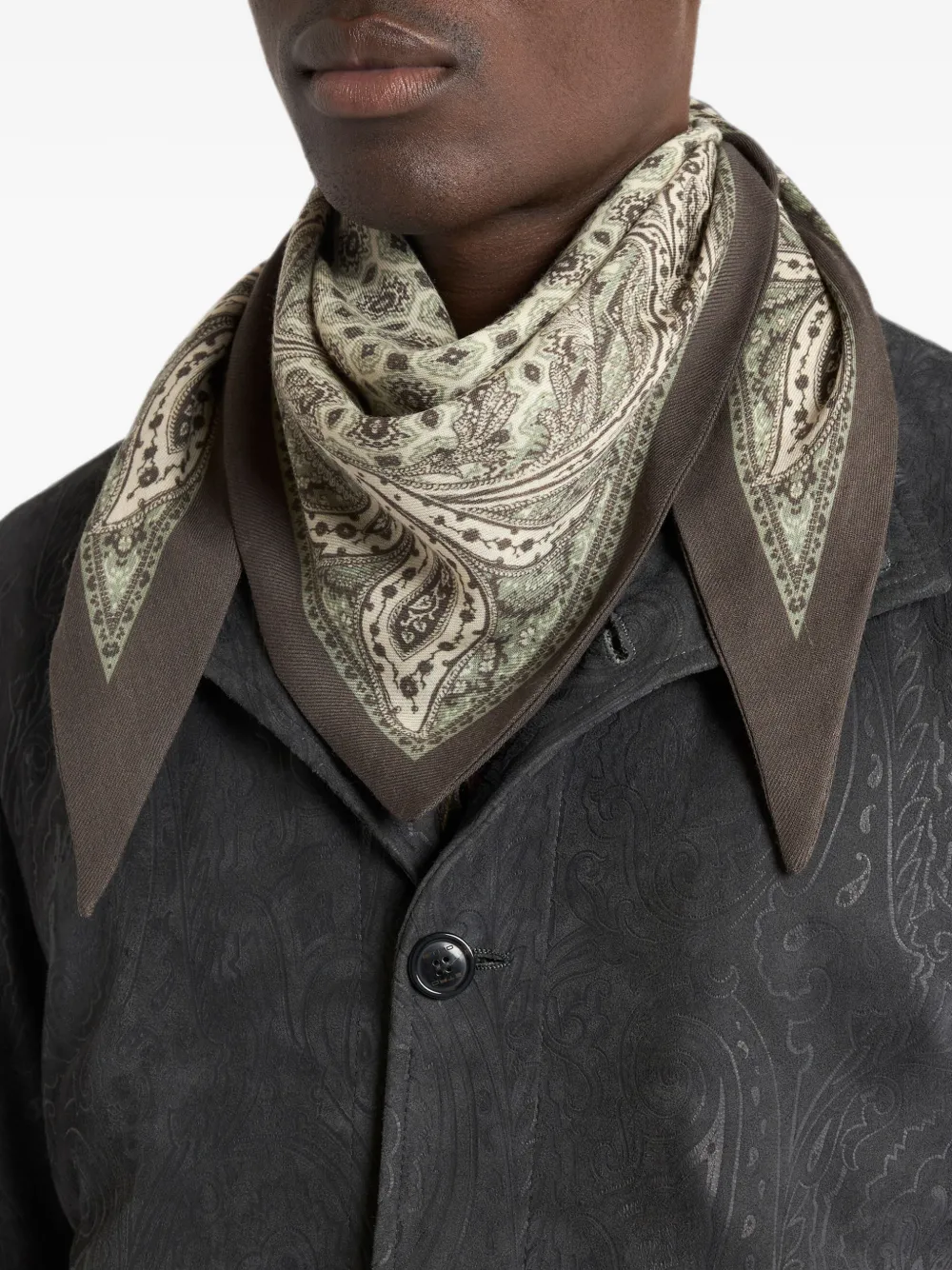 ETRO Driehoekige sjaal met paisley-print Beige