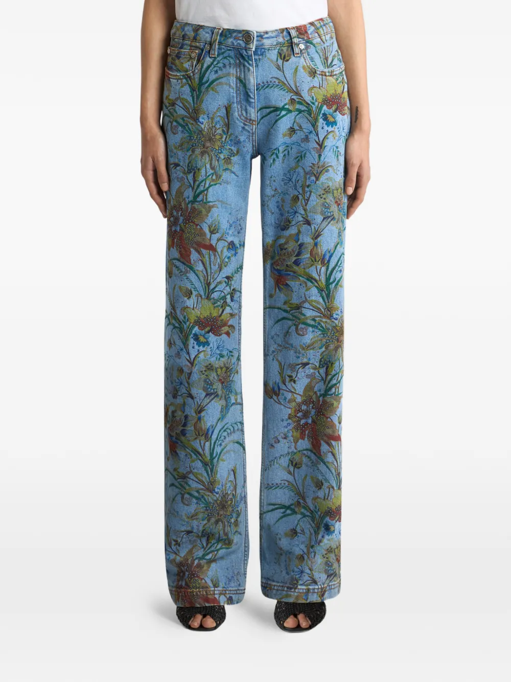 ETRO Flared jeans met bloemenpatroon Blauw