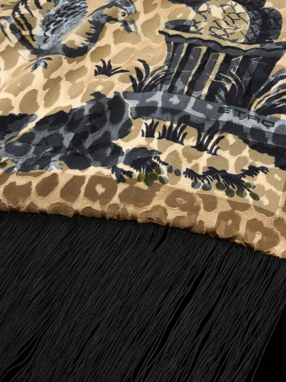 ETRO Fluwelen sjaal van zijdeblend met luipaard-patroon Beige