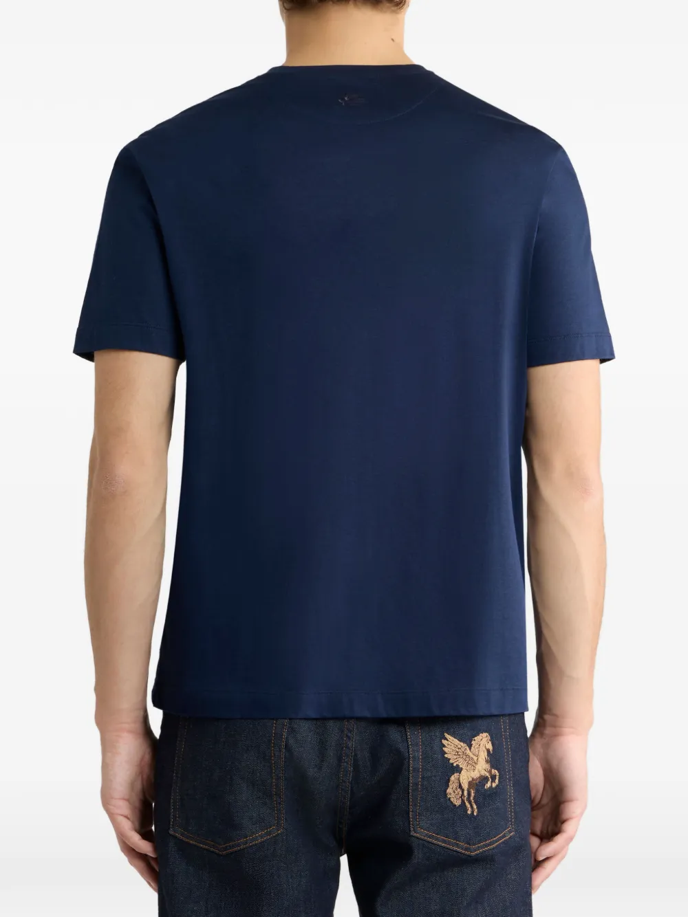 ETRO Effen katoenen en modaal T-shirt Blauw