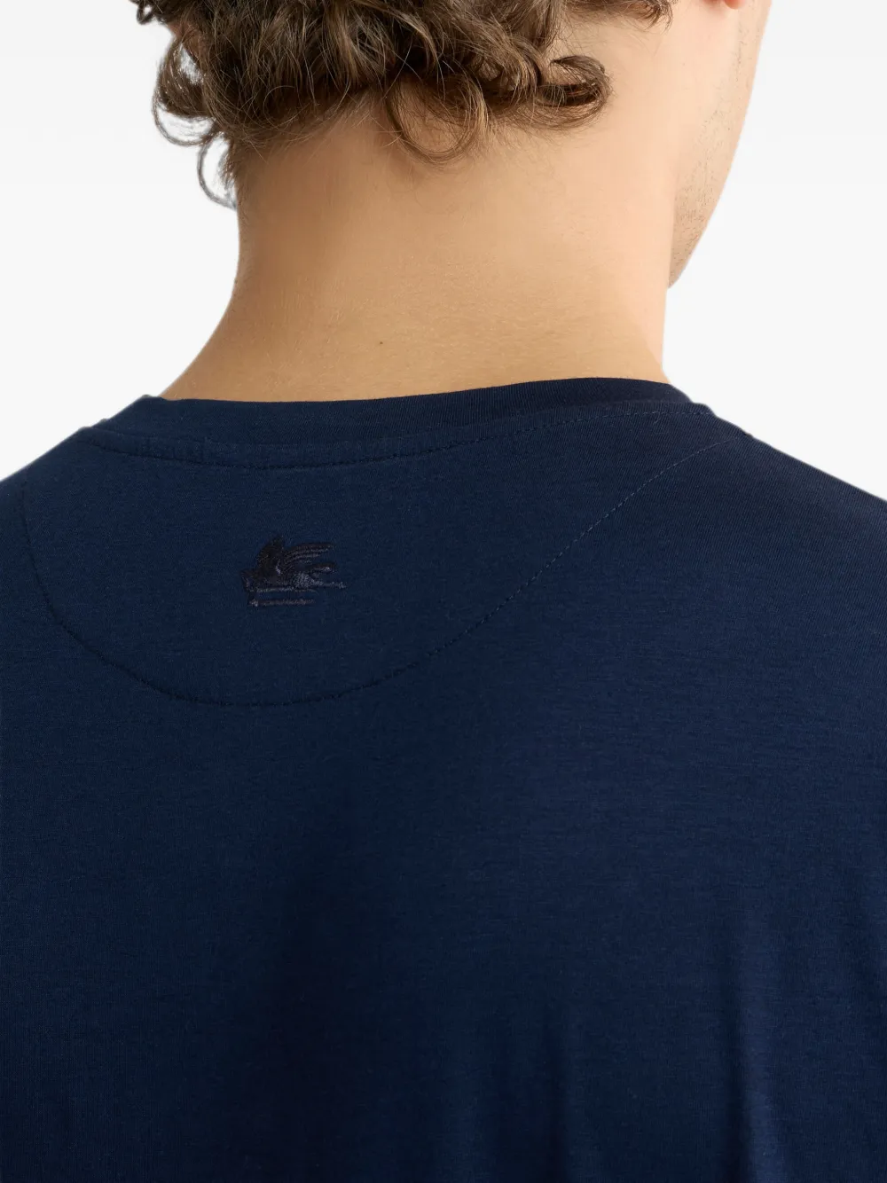ETRO Effen katoenen en modaal T-shirt Blauw